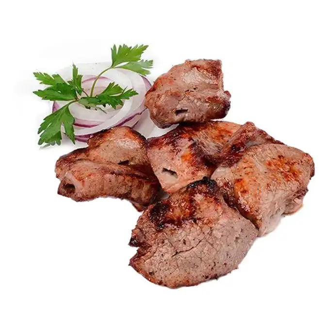 Цена за 100г Шашлык свиной, шея (+лук и соус)